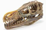 Carved Pietersite Dinosaur Skull - Very Chatoyant #199473-1